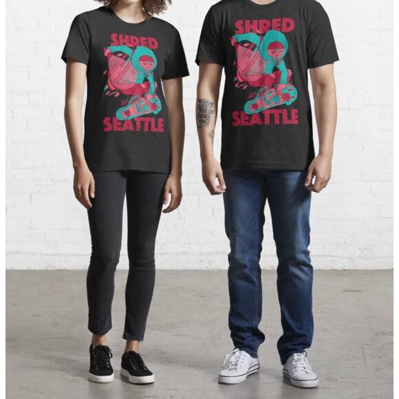 Shred Seattle Graphic Tee Skateboarding‎ Streetwear large black - Picture 2 of 9